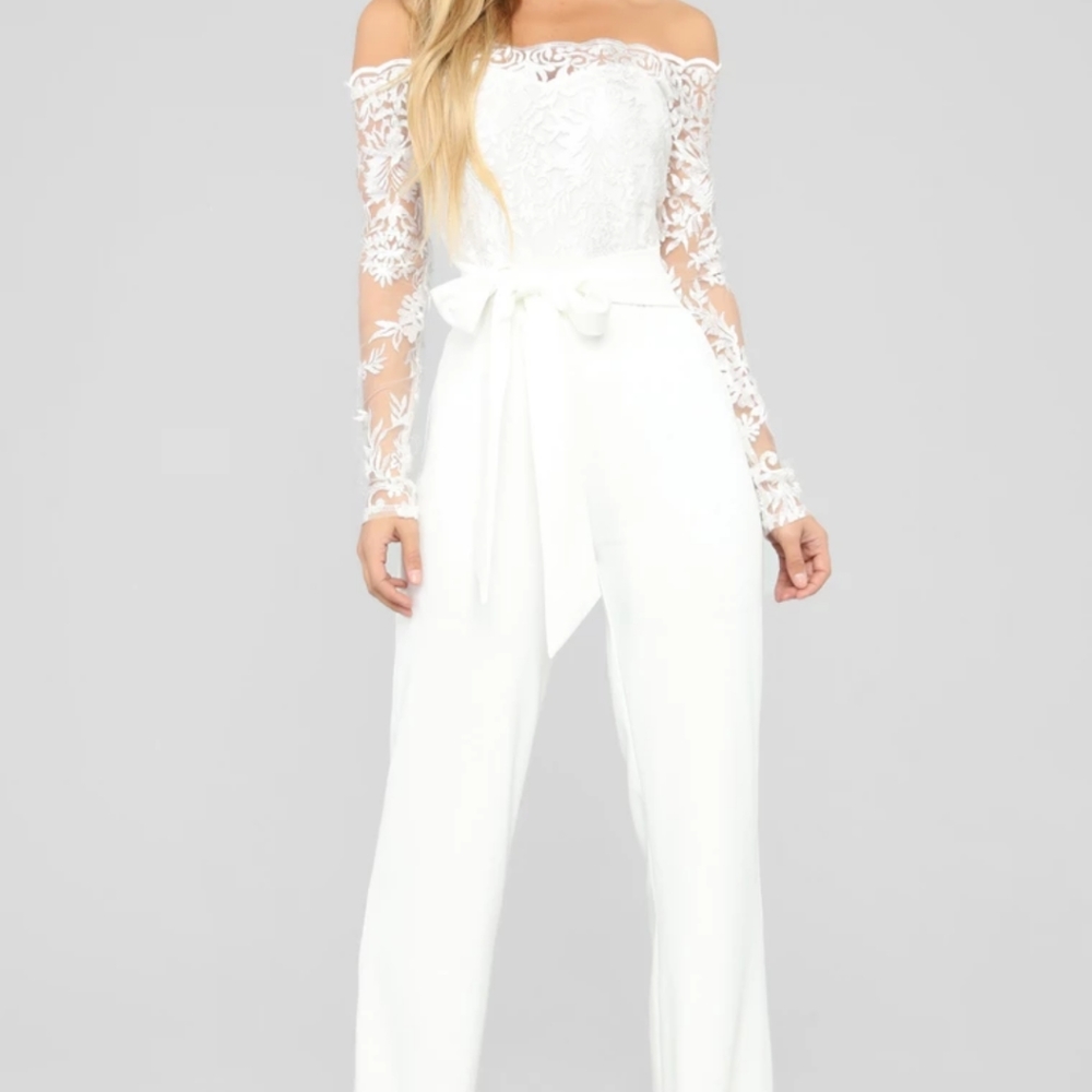 !sold! The places I'll go white lace jumpsuit